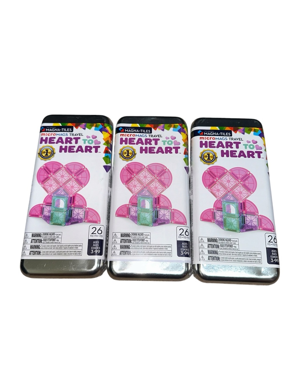 Magna-Tiles microMAGS Travel Heart to Heart lot of 3 NEW